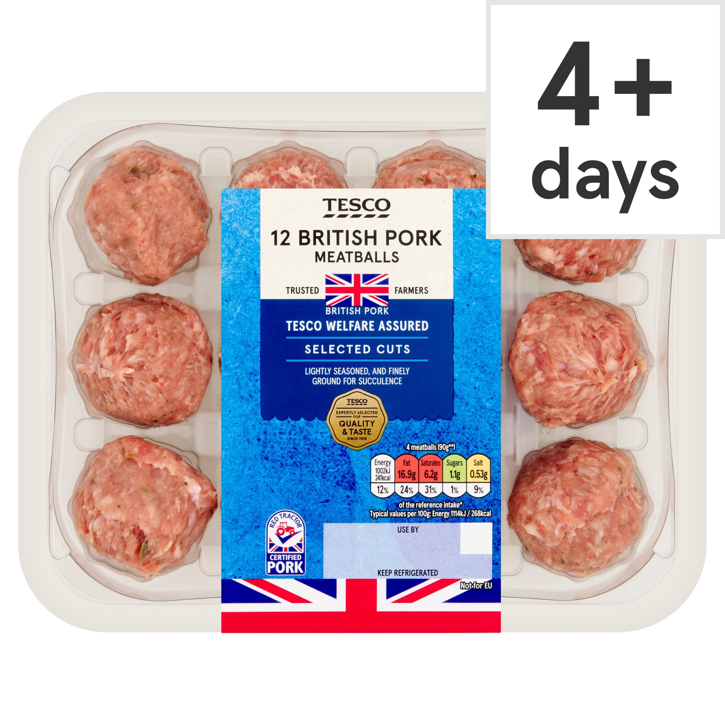 Tesco 12 British Pork Meatballs 336g