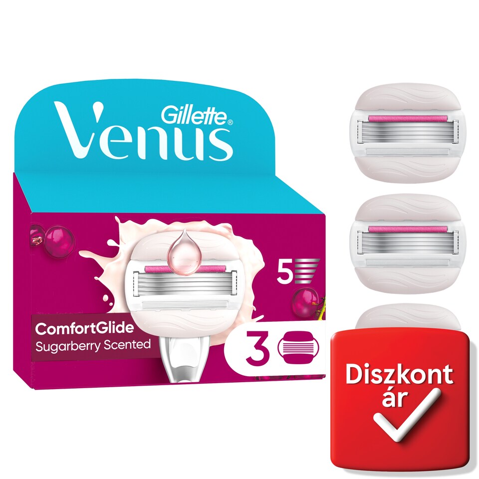 image 1 of Gillette Venus Pro ComfortGlide Sugarberry Scented Women’s Blades, 3 Refill Cartridges