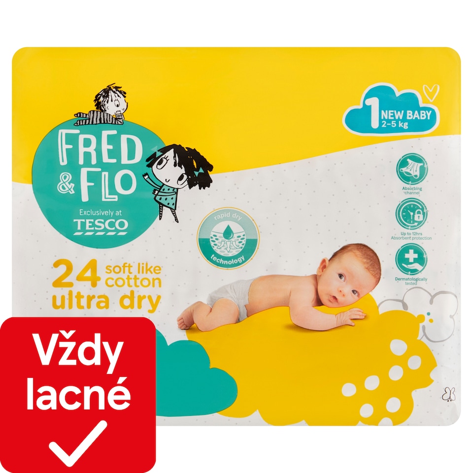 image 1 of Fred & Flo Ultra Dry Nappies New Baby 1 2-5 kg 24 pcs