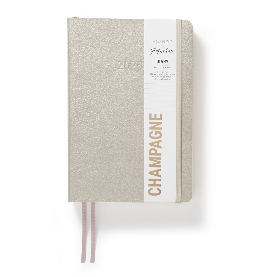 image 1 of Agenzio Soft Touch Medium 2025 Diary Champagne Gold