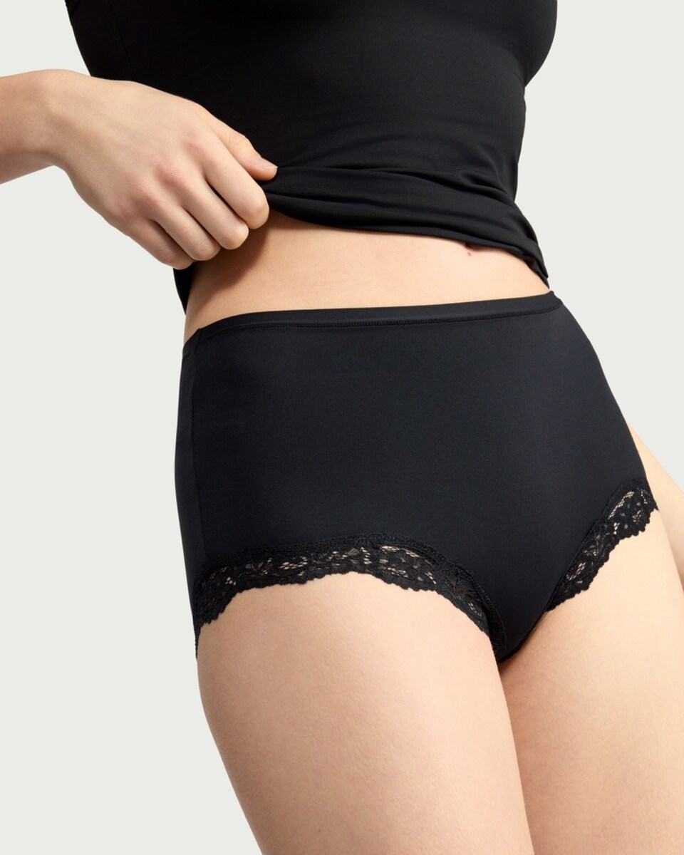 image 1 of F&F 2-Pack Lace Trim High Waist Knickers in Multi