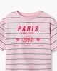 image 5 of F&F Girls Pure Cotton Striped Slogan T-Shirt in Pink