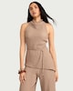 image 2 of F&F Crinkle Textured Draped Co-ord Top in Mink
