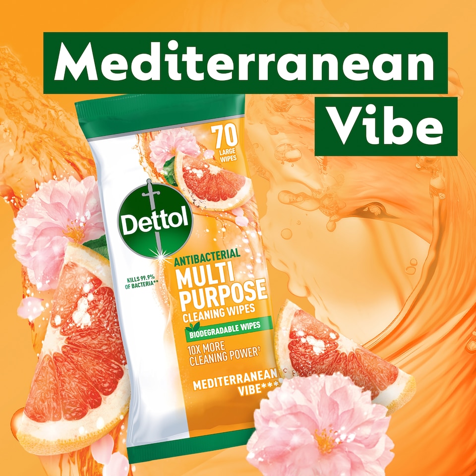 image 1 of Dettol Multi-Purpose Cleaning Wipes Mediterranean Vibe 70s