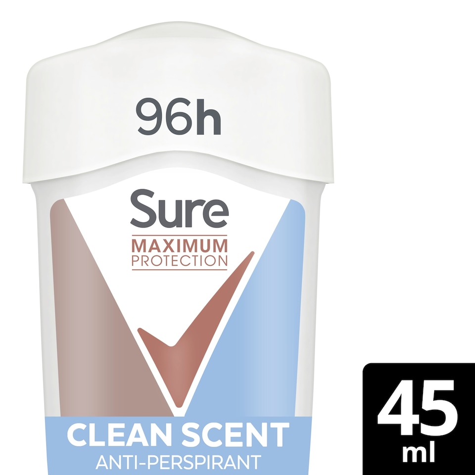 image 1 of Sure Women Clean Scent 96h Maximum Protection Antiperspirant Deodorant Cream 45ml