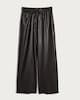 image 4 of The F&F Edit Faux Leather Wide Leg Drawstring Trousers in Chocolate