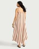 image 3 of F&F Striped Hanky Hem Maxi Dress in Multi Brown
