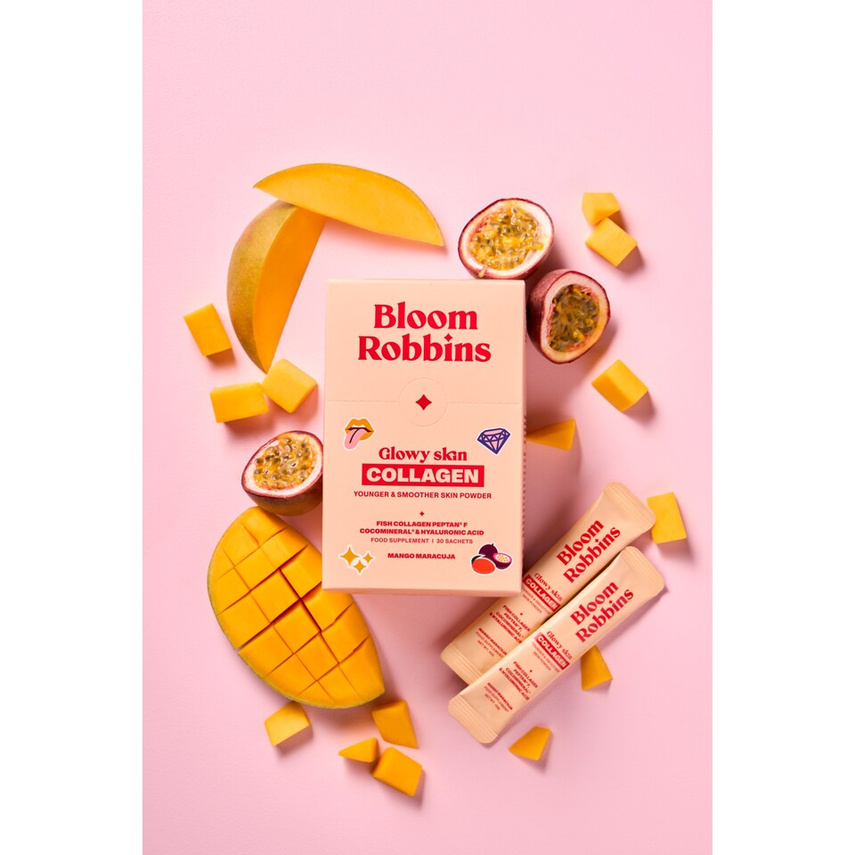 obrázok 1 z Bloom Robbins Glowy Skin Collagen výživový doplnok 30 vrecúšok 300 g