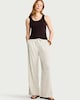 image 2 of F&F Textured Striped Wide Leg Drawstring Trousers in Cream