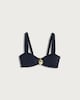 image 4 of F&F High Shine Shell Detail Bikini Top in Navy