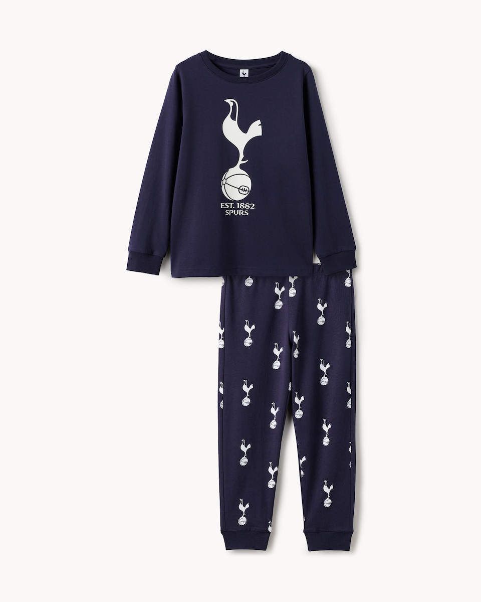 image 1 of Tottenham Hotspur Pure Cotton Pyjama Set in Navy