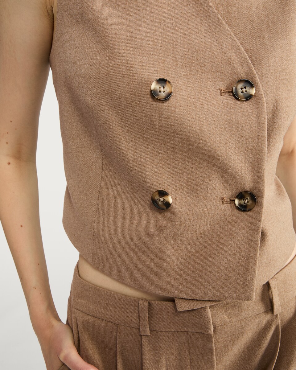 image 1 of F&F Double Breasted V Neck Waistcoat in Brown