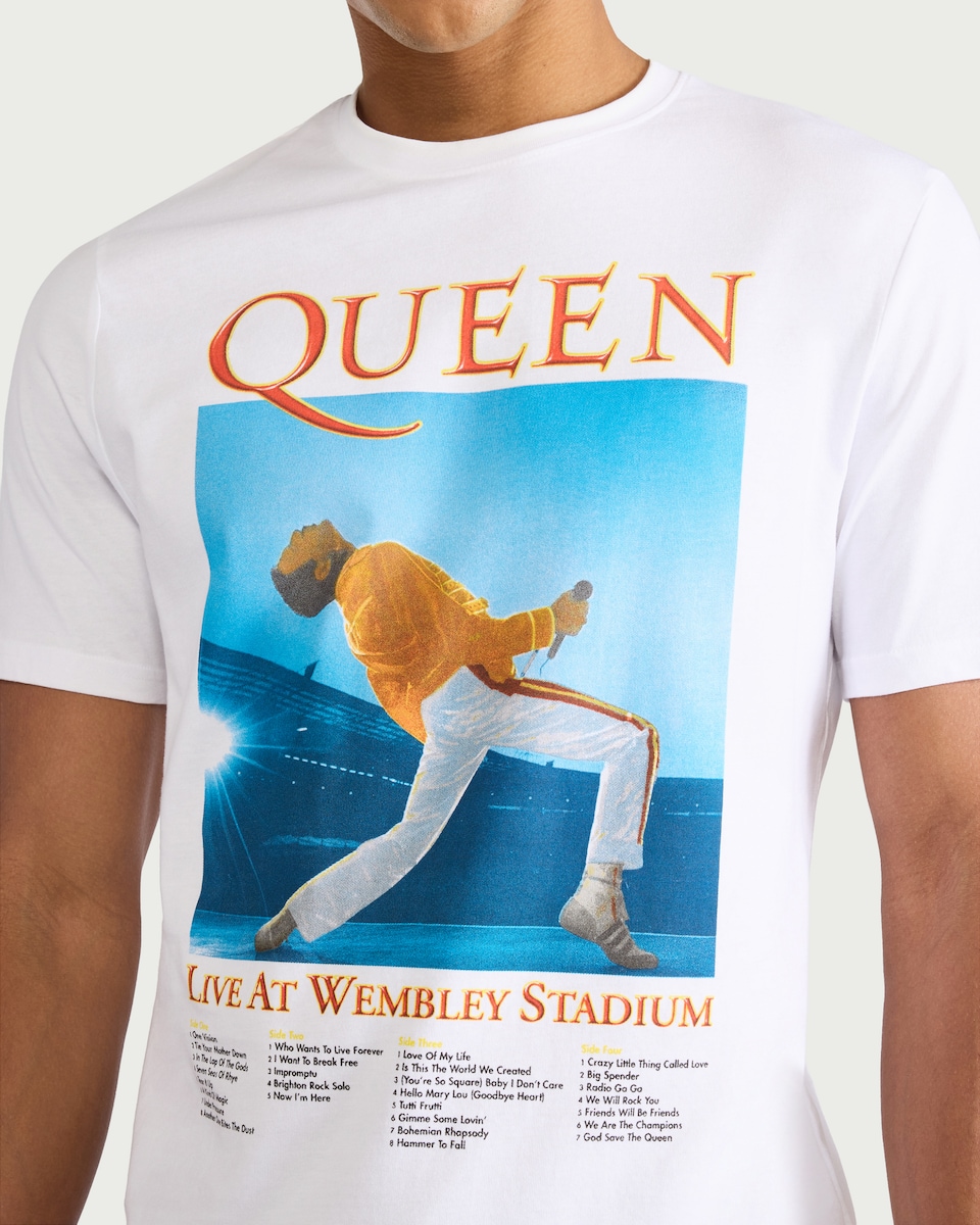 image 1 of Queen Wembley Stadium Pure Cotton T-Shirt in White