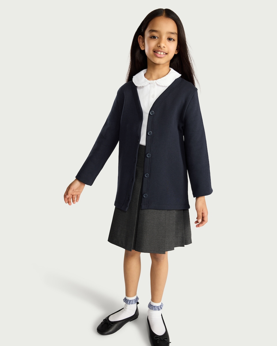 image 1 of F&F School Unisex 2-Pack Cotton Rich Sweat Cardigans in Navy