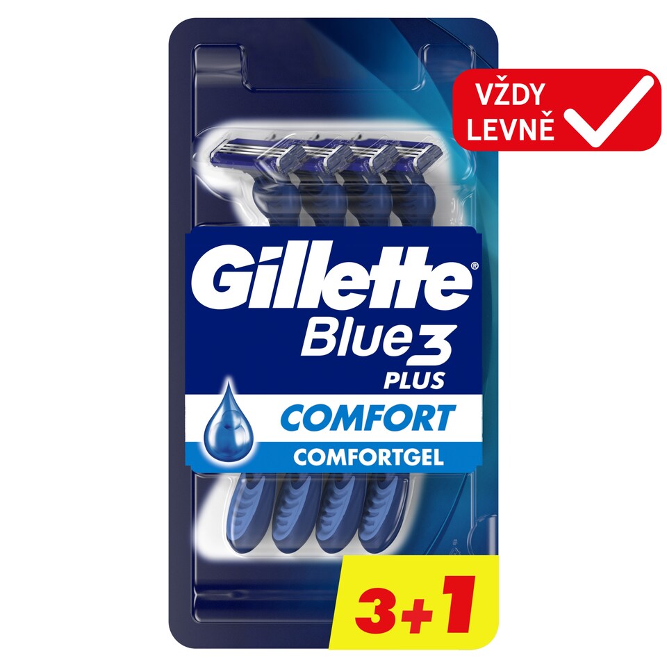 image 1 of Gillette Blue3 Plus Comfort, Disposable Razors For Men, 4-Pack Razors