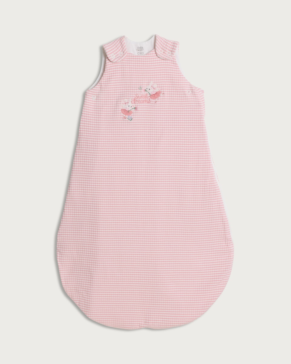 image 1 of F&F Baby Cotton Rich Sweet Dreams 1.5 Tog Sleeping Bag in Pink