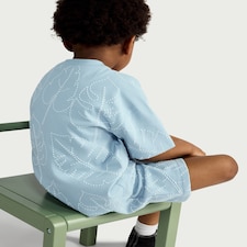 F&F Boys 2-Piece Cotton Rich Leaf Print T-Shirt and Shorts Set in Blue