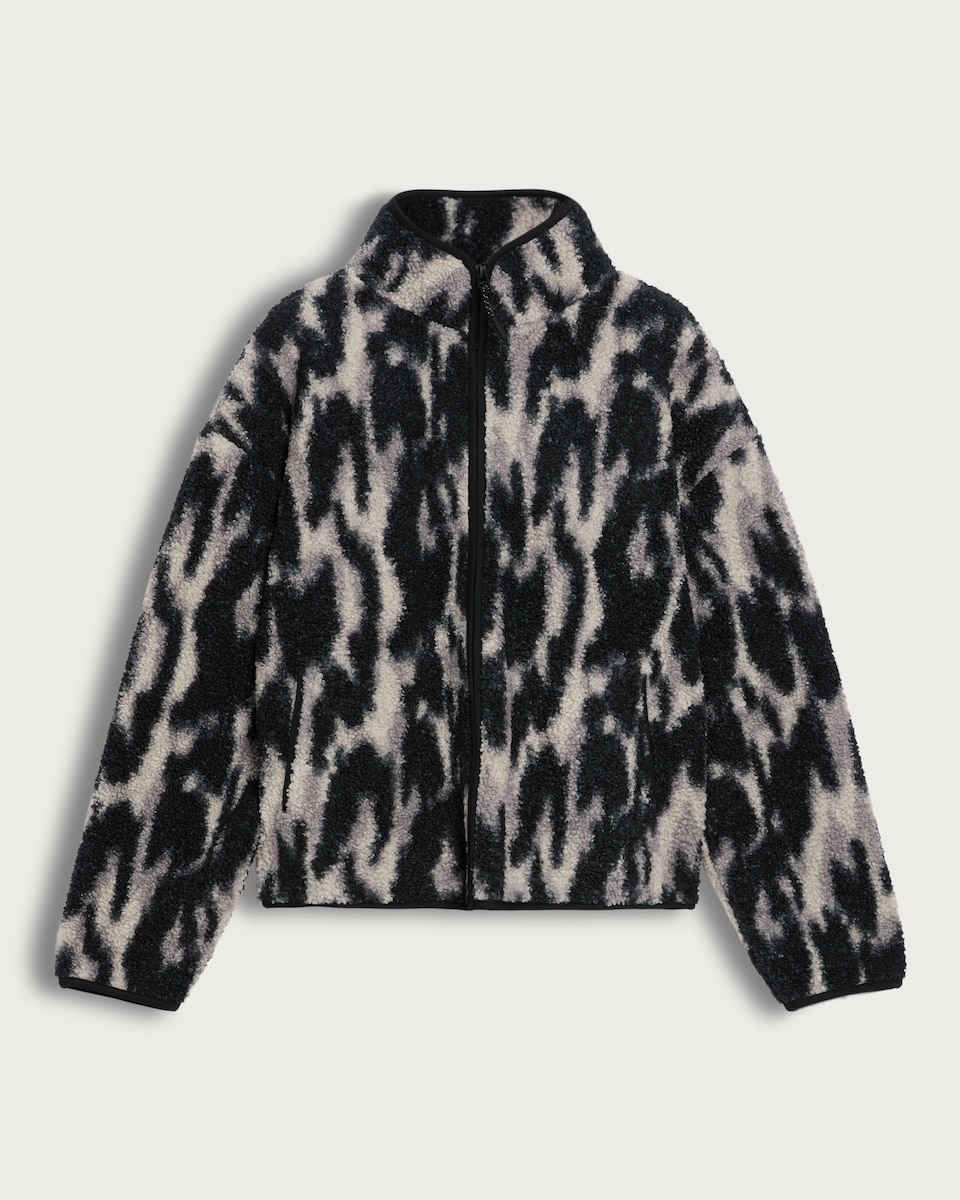 image 1 of F&F Active Fleece Textured Animal Print Jacket in Multi