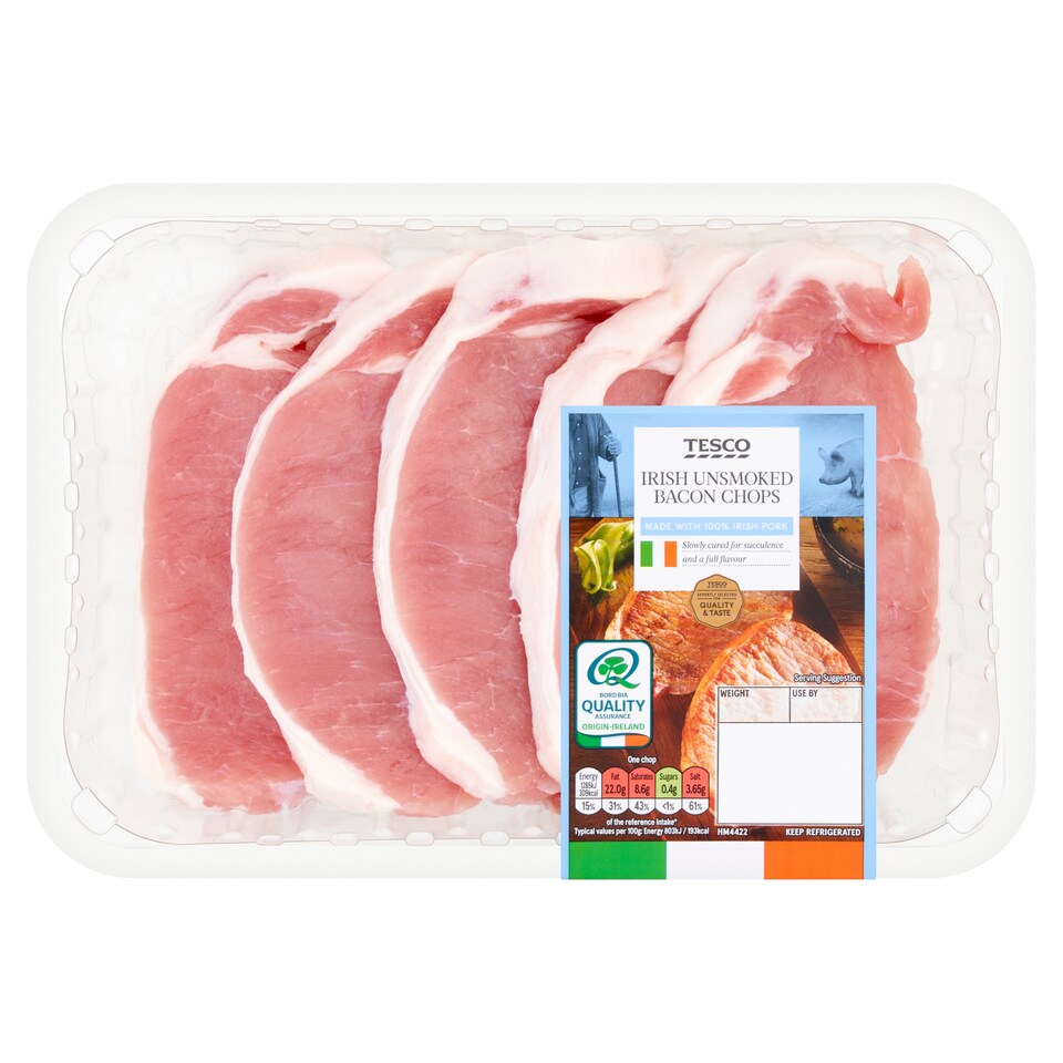 Tesco Irish Bacon Chops 800G