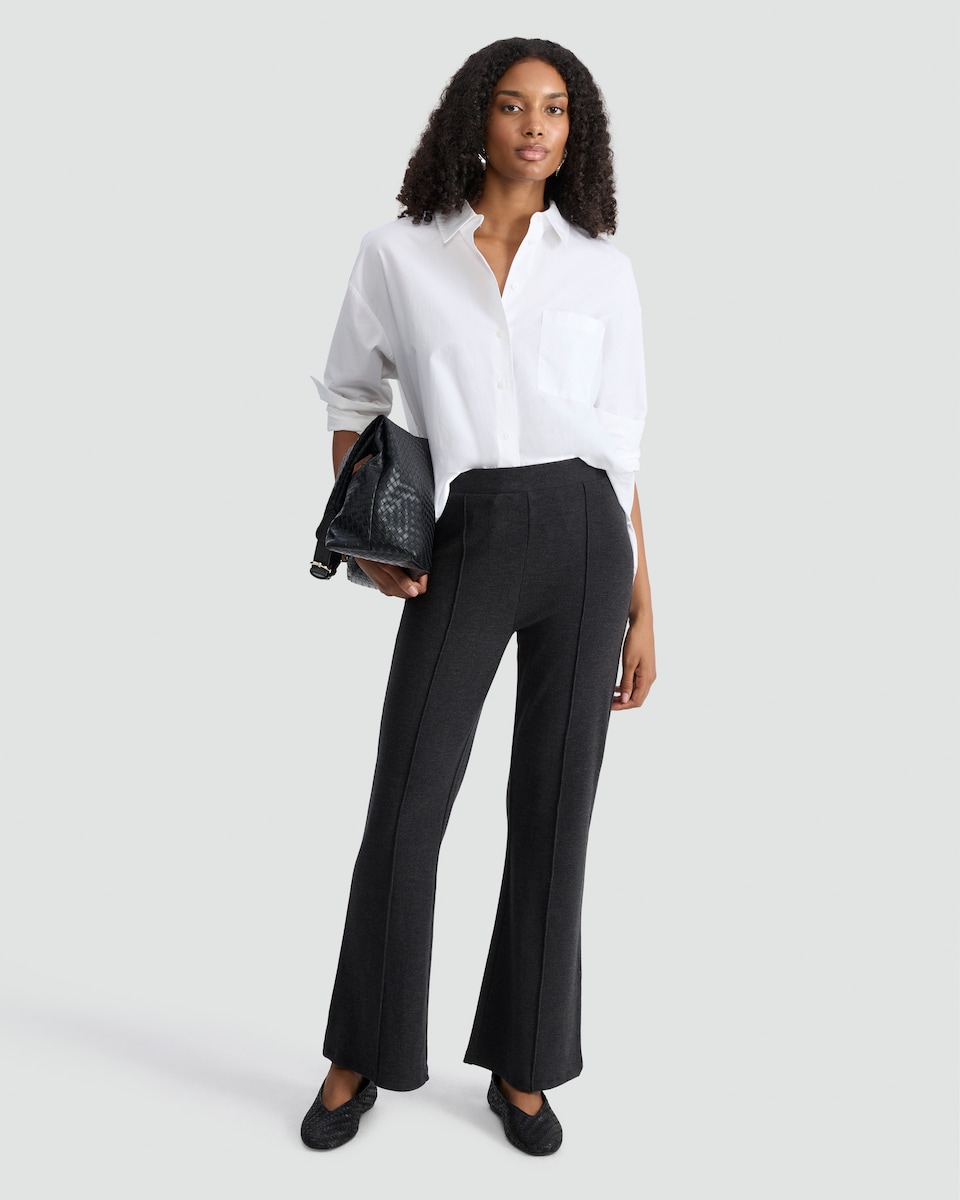 image 1 of F&F Flared Trousers with Cotton in Grey