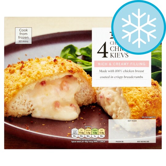 Tesco 4 Cheese & Bacon Breaded Chicken Kievs 500G Tesco Groceries