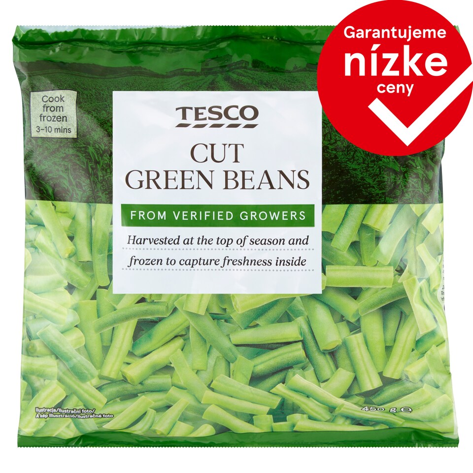 Tesco Zelené fazuľové struky krájané 450 g