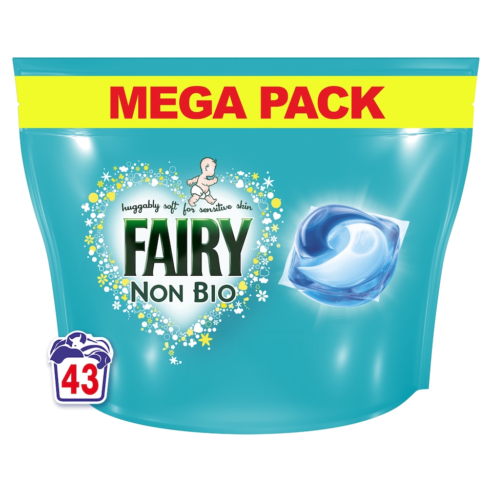 image 1 of Fairy Non Bio Laundry Detergent Liquid Pods 43 Washes 993.3g 