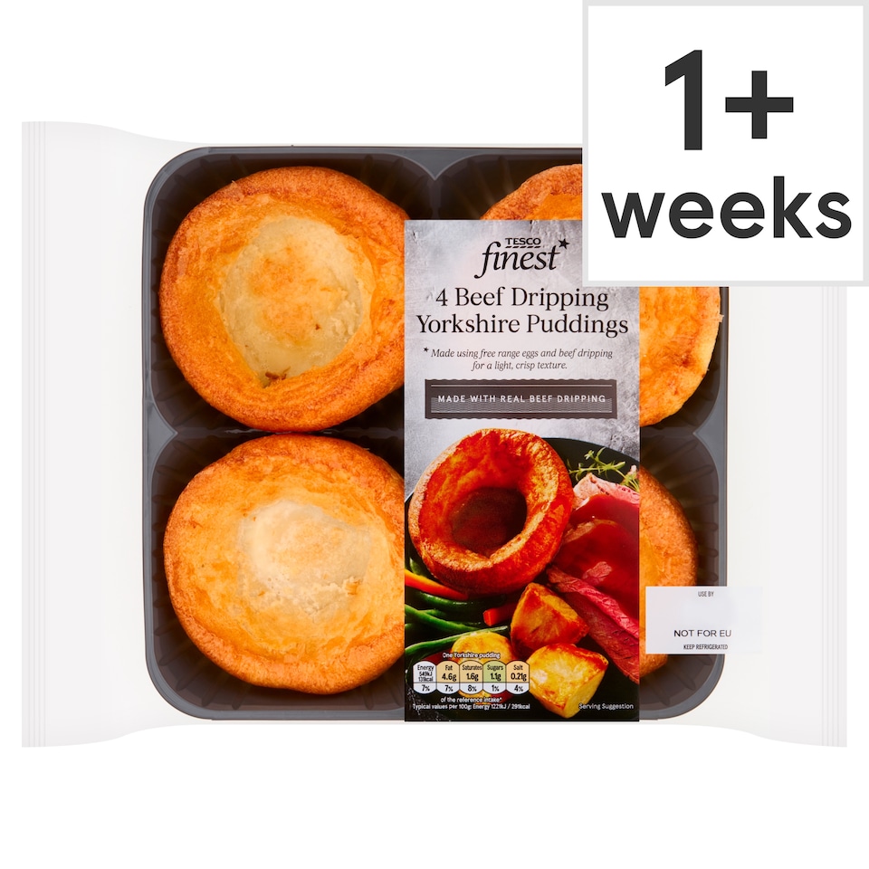 Tesco Finest 4 Beef Dripping Yorkshire Puddings 190G