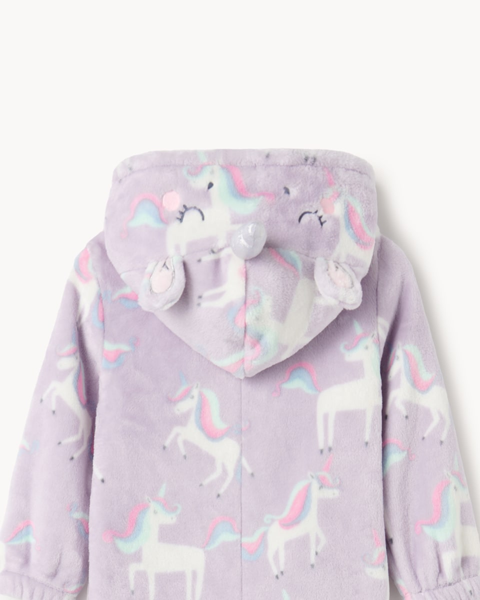 image 1 of F&F Girls Fleece Unicorn Onesie in Multi