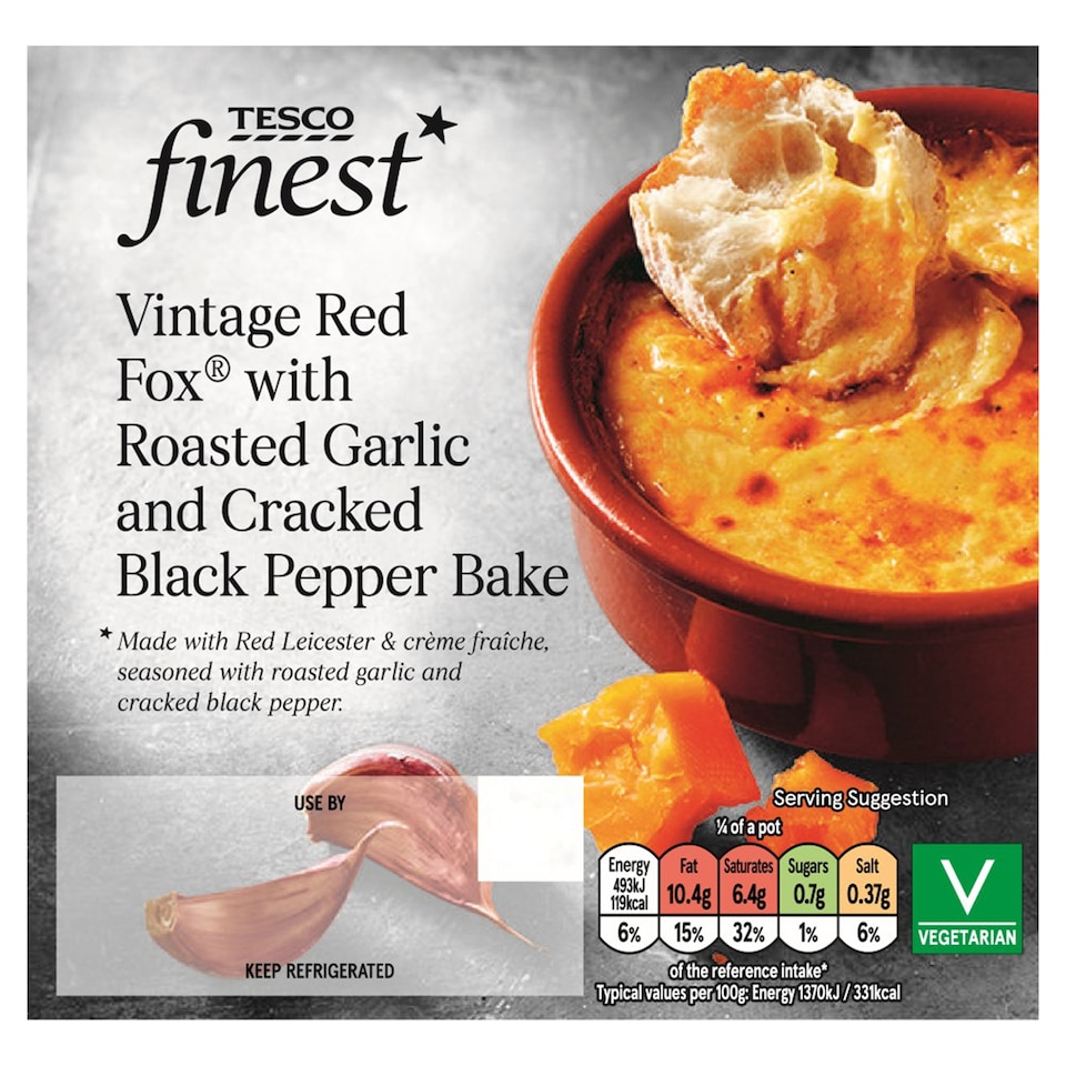 Tesco Finest Red Leicester Bite With Garlic & Black Pepper 150G