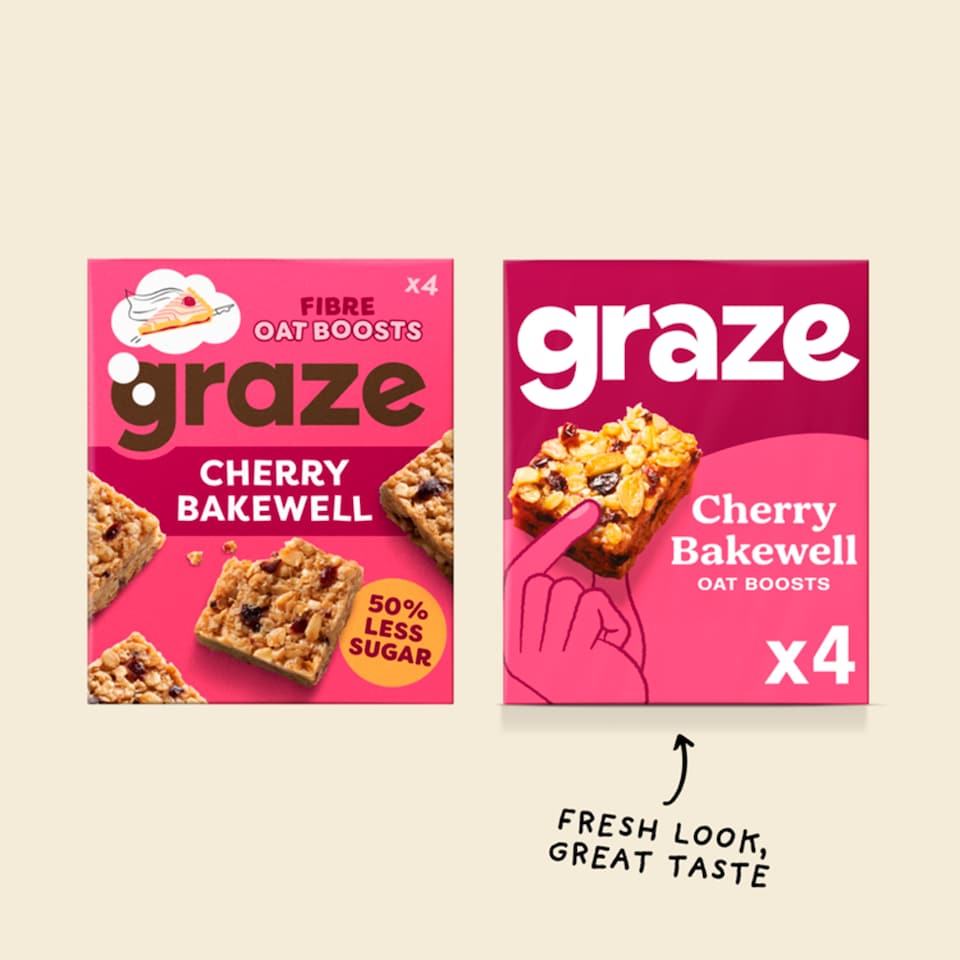 image 1 of Graze Cherry Bakewell Oat Boosts Flapjack Snack 4x30G