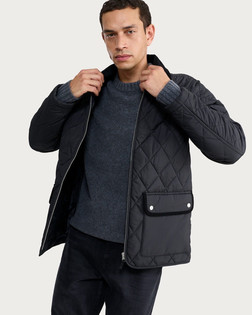 image 1 of F&F Padded Diamond Quilted Jacket in Black
