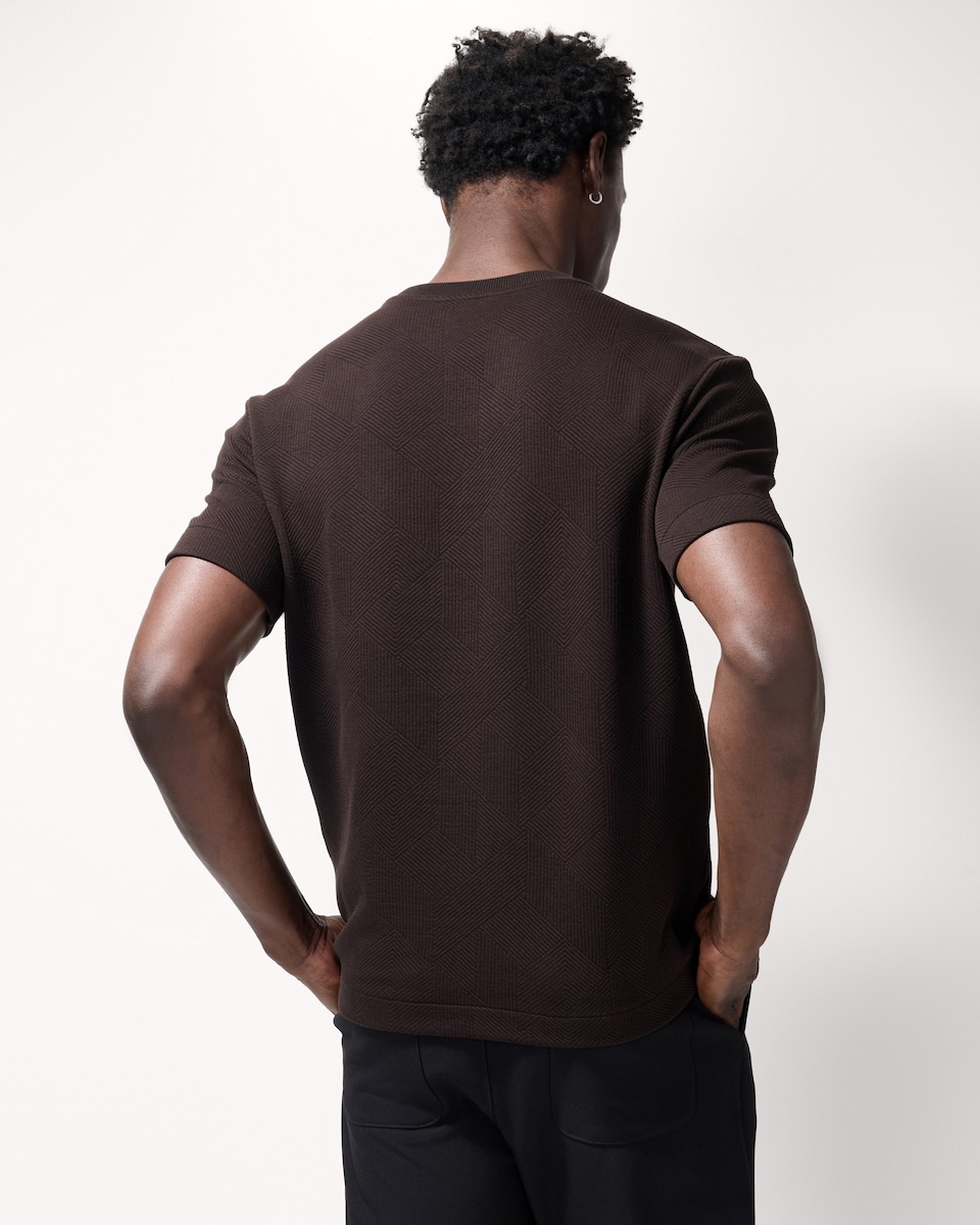 image 1 of F&F Textured Relaxed Fit T-Shirt in Brown