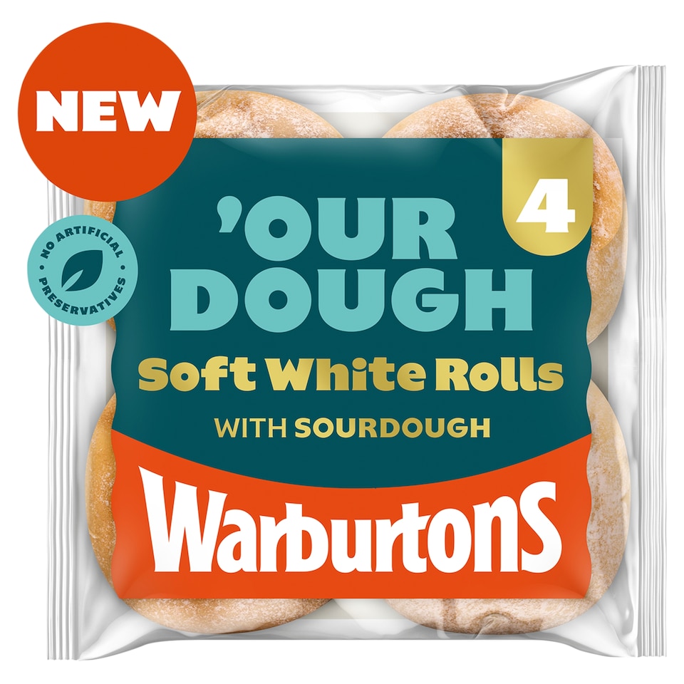 Warburtons Our Dough Soft White 4 Rolls