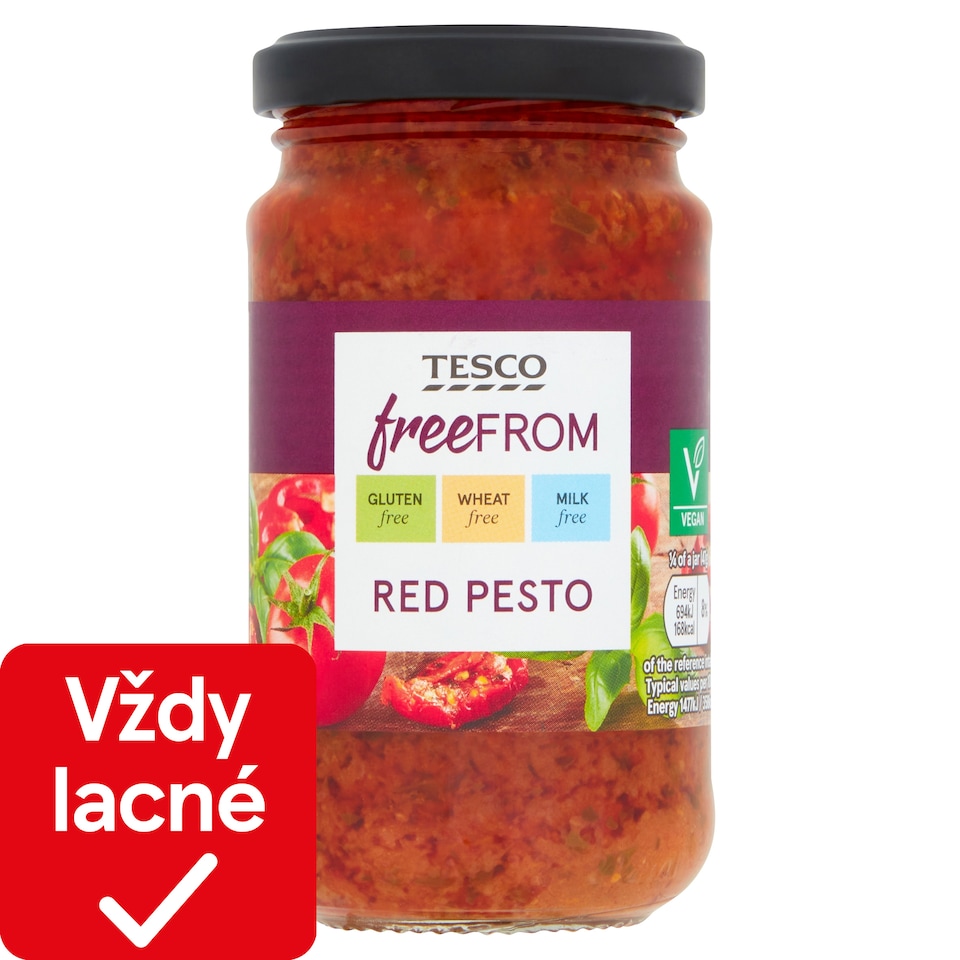 obrázok 1 z Tesco Free From Pesto studená omáčka zo sušených paradajok, bazalky, tofu a píniových orieškov 190 g