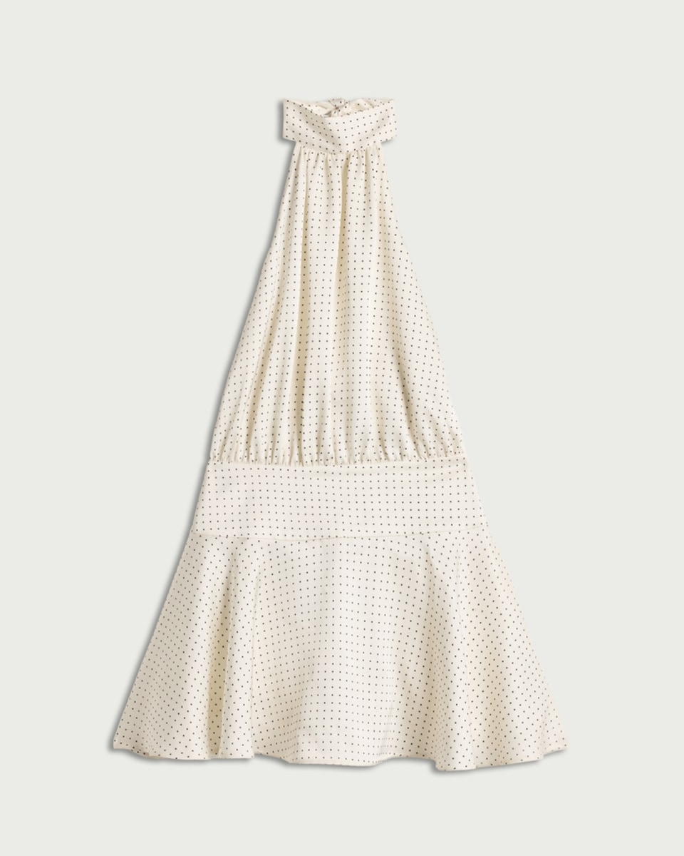 image 1 of F&F Polka Dot Halterneck Dress in Multi Black White