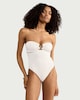 image 2 of F&F Textured Beaded One Piece Swimsuit in Cream