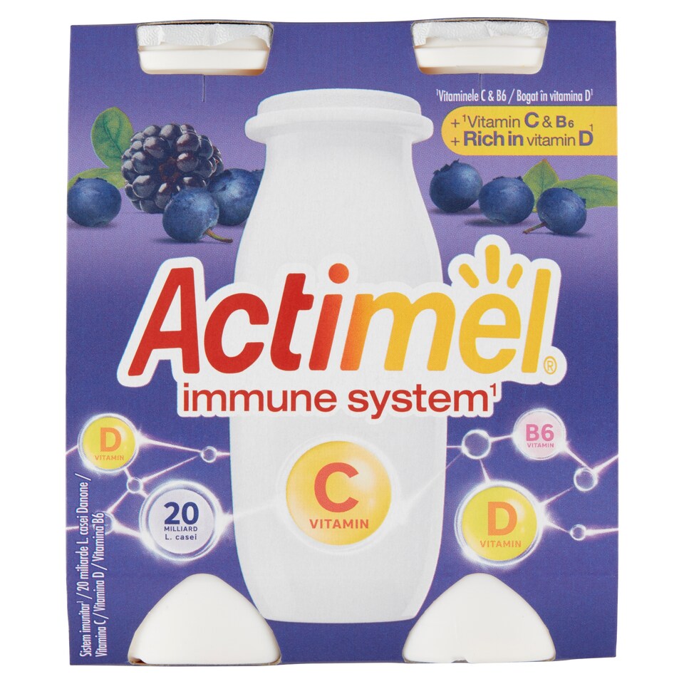 image 1 of Actimel Probiotic Blueberry-Blackberry Drink with Added Vitamin C 4 x 100g