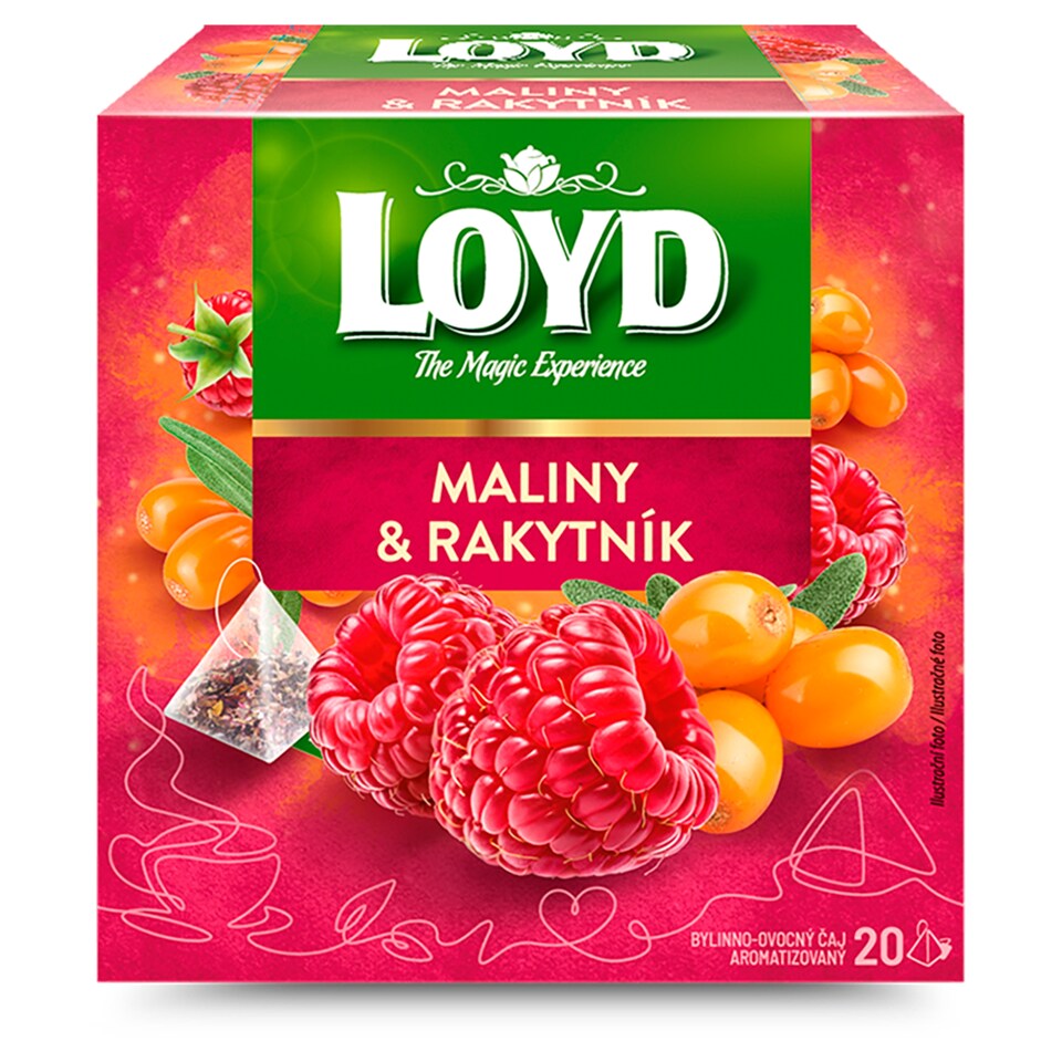 Loyd Bylinno-ovocný čaj aromatizovaný s príchuťou maliny s rakytníkom 20 x 2 g (40 g)