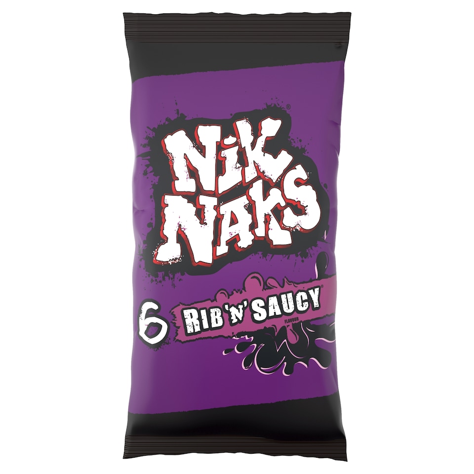image 1 of Nik Naks Rib & Saucy Corn Snacks 6X20g