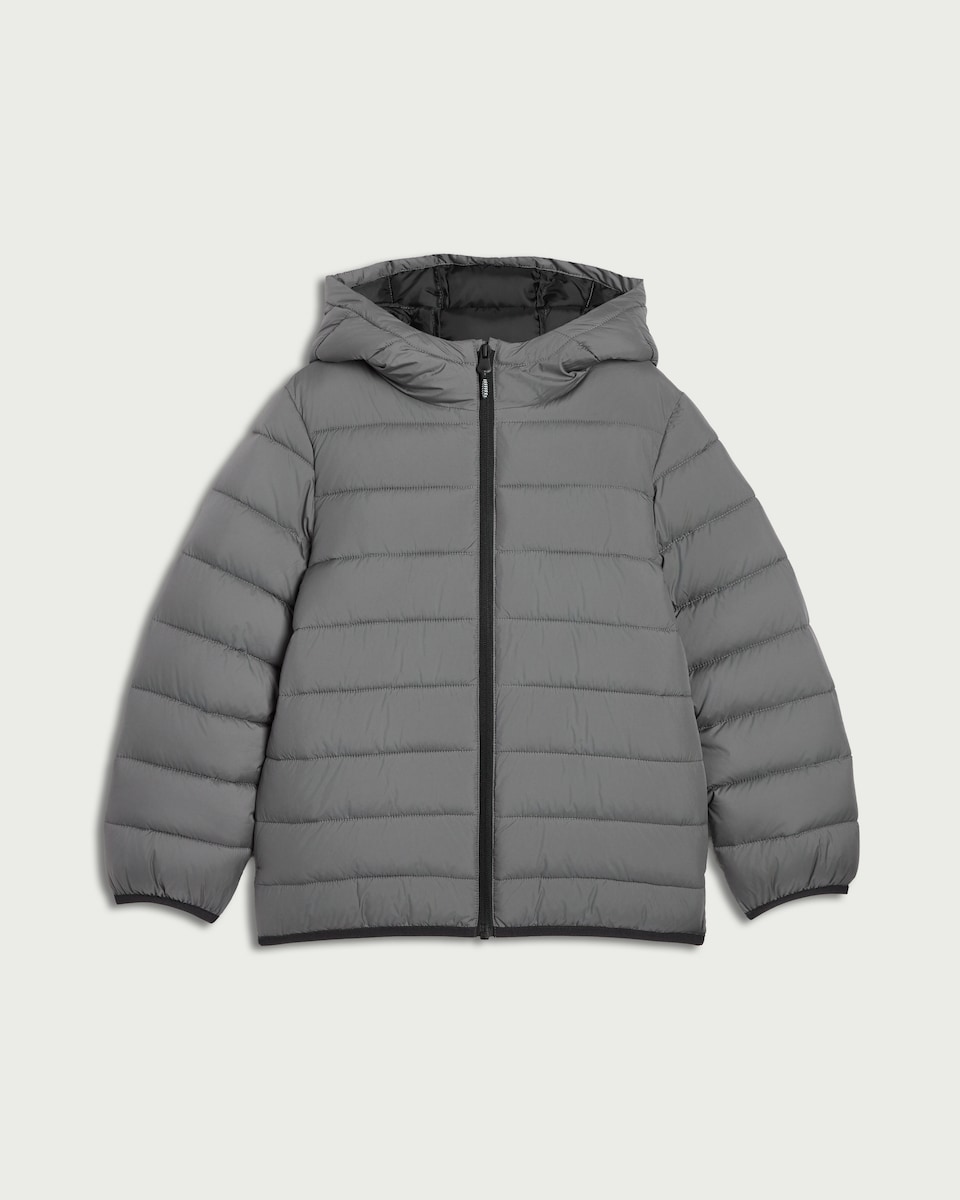image 1 of F&F Boys Lightweight Padded Hooded Jacket in Grey