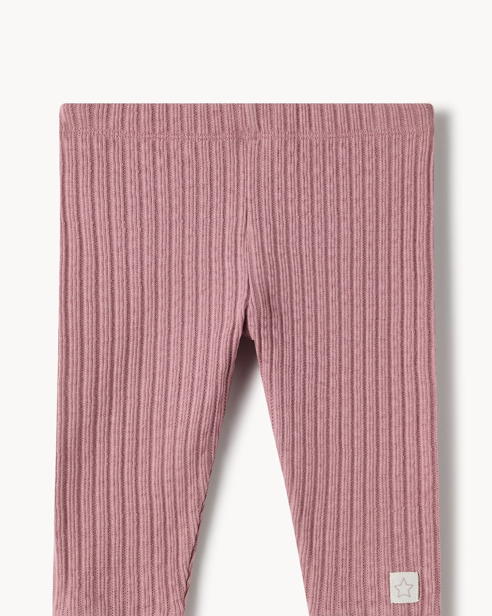 image 1 of F&F Baby 3-Pack Cotton Rich Ribbed Leggings in Mink