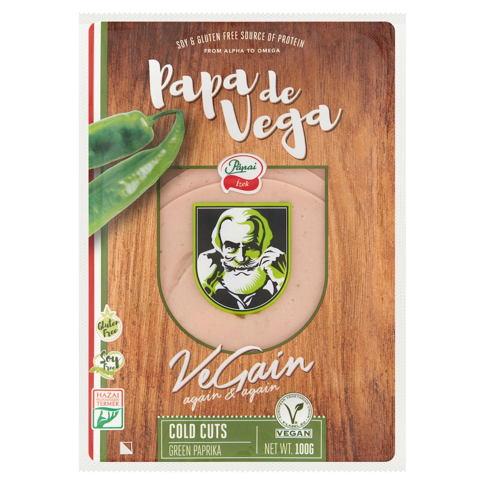 Pápai Ízek "Papa de Vega" szeletelt vegán zöldpaprikás szendvicsfeltét 100 g