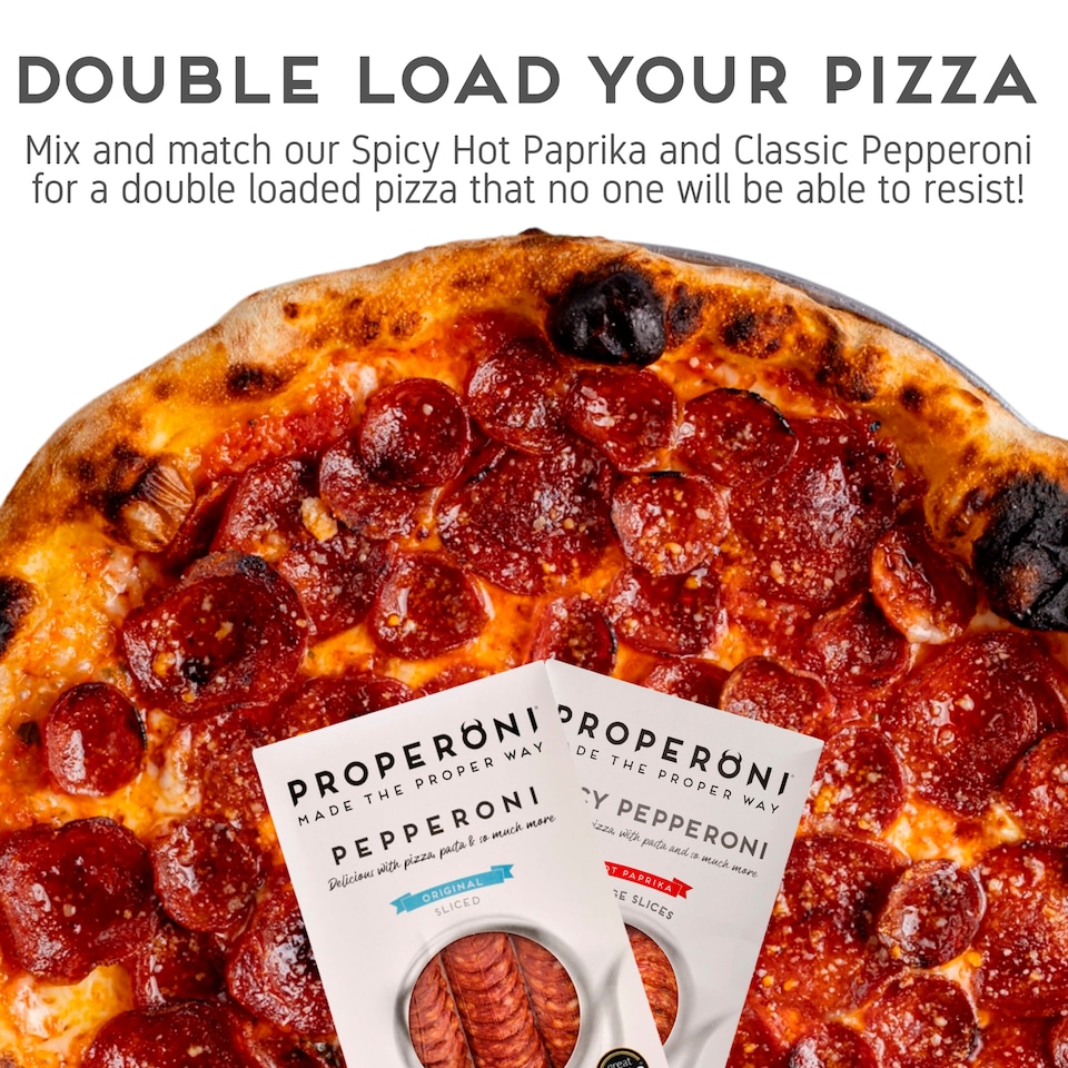 image 1 of Properoni Spicy Hot Paprika Large Sliced Pepperoni 80g