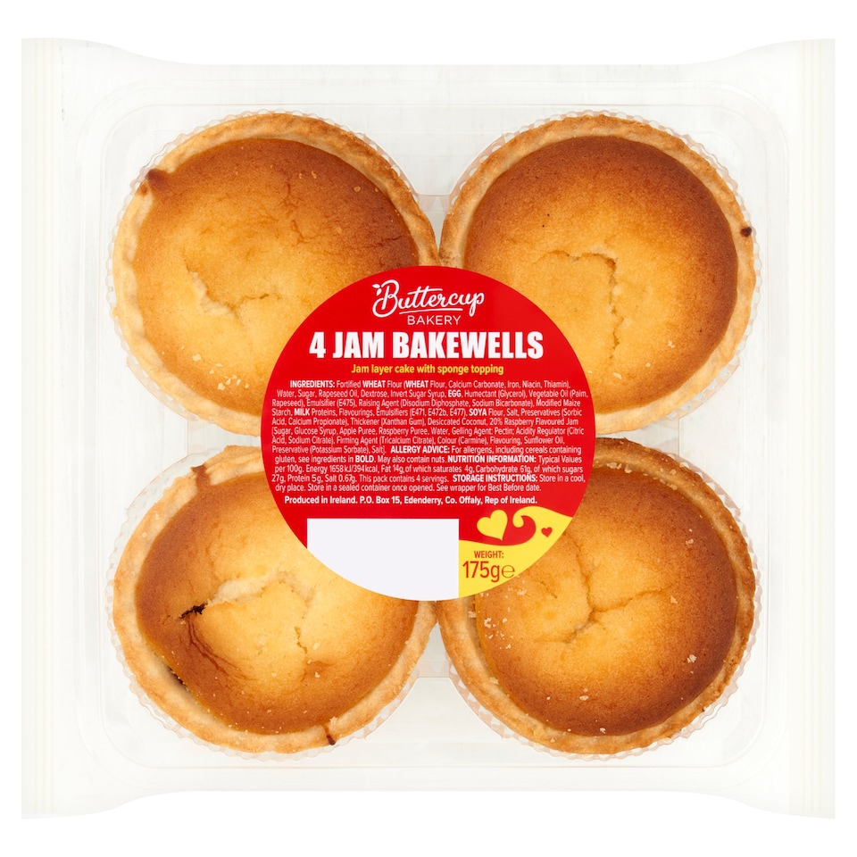 Buttercup Bakery 4 Jam Bakewells 175G
