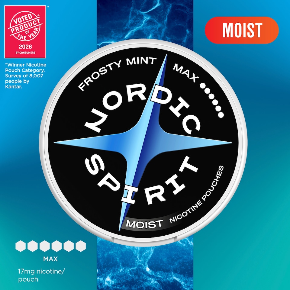 image 1 of Nordic Spirit Frosty Mint Tobacco Free Nicotine Pouches MAX 20 Pack 17mg 14g