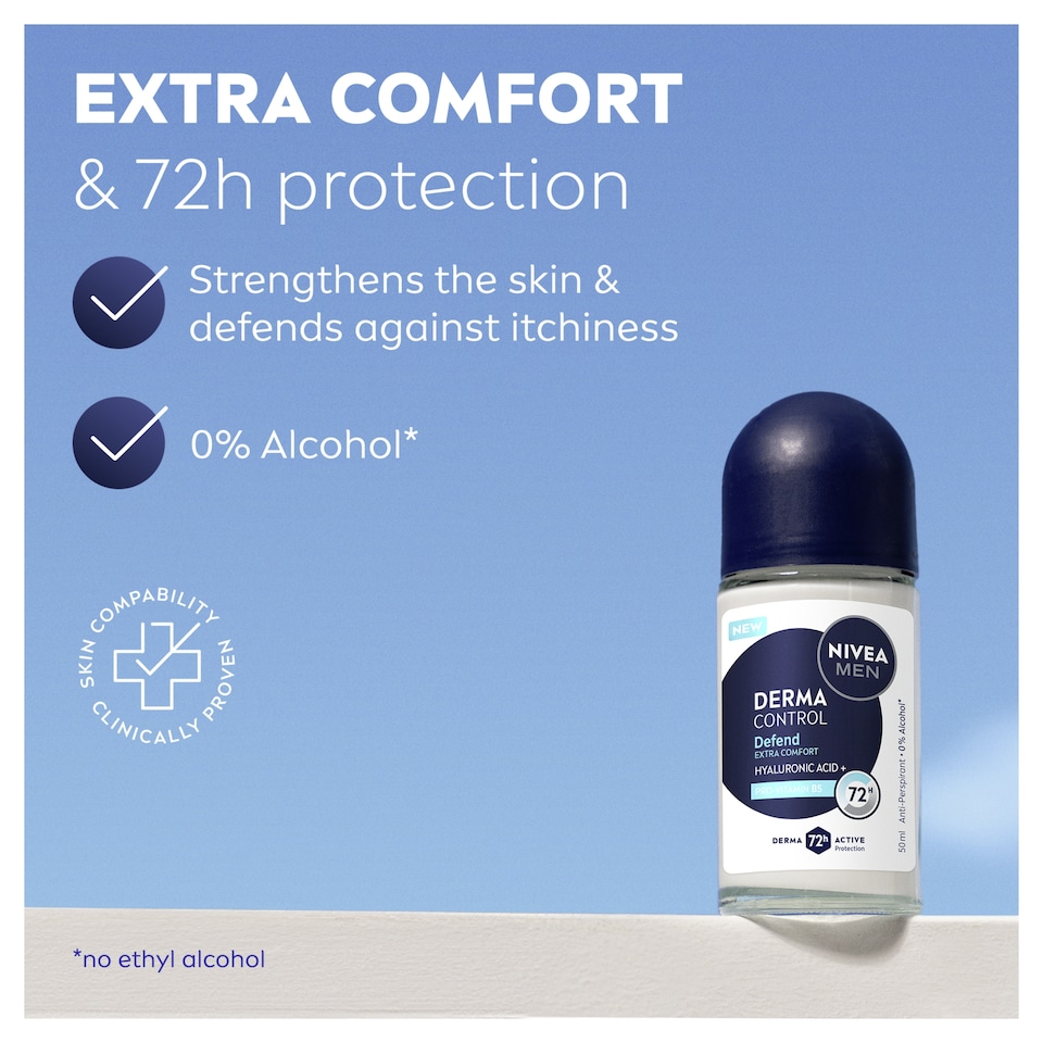 image 1 of NIVEA MEN Derma Control Defend Antiperspirant Deodorant Roll On 50ml