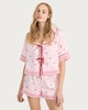 image 1 of F&F CoolEase™ Satin Fruit Print Shirt and Shorts Pyjama Set in Multi Pink