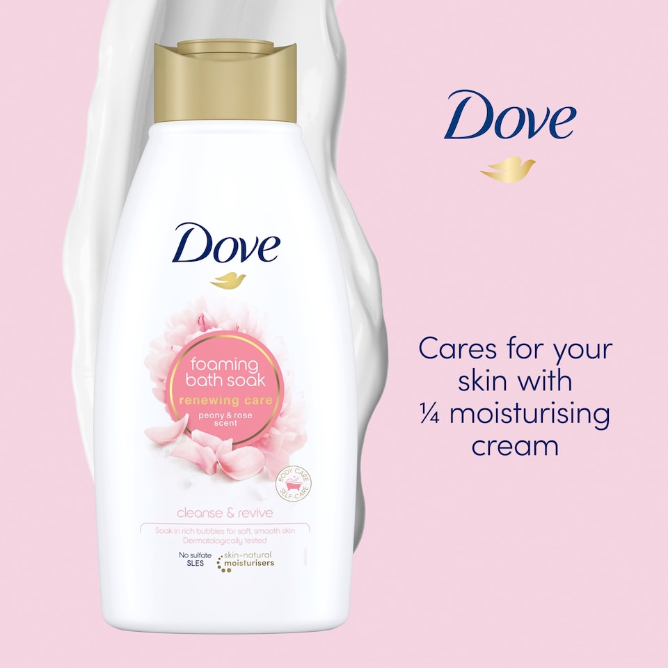 image 1 of Dove Renewing Care Peony & Rose Bath Soak Bubble Bath 450ml
