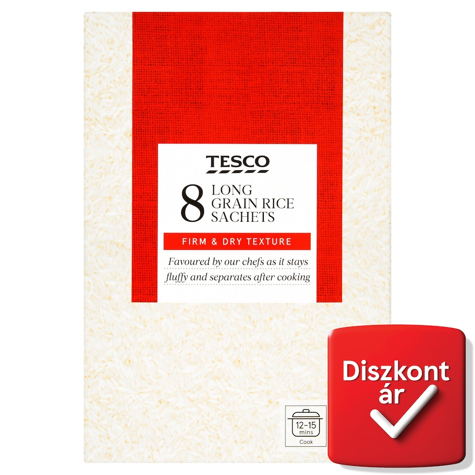 Tesco "A" minőségű, hosszú szemű rizs 8 x 125 g
